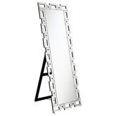 Best Furniture Outlet - Coaster - Tavin 24 x 65 Inch Geometric Frame Standing Mirror Silver - 961634