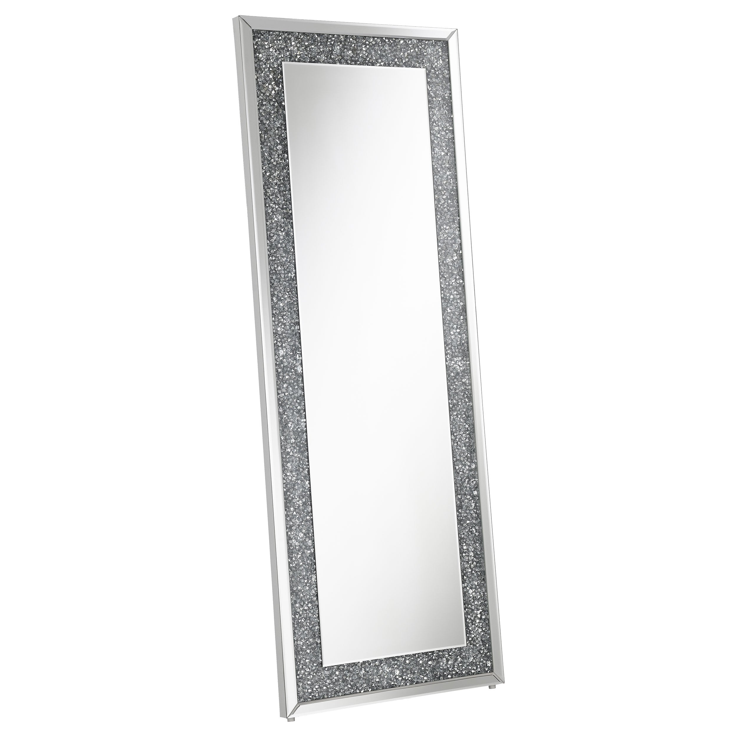 Best Furniture Outlet - Coaster - Valerie 24 x 63 Inch Acrylic Crystal Floor Mirror Silver - 961636