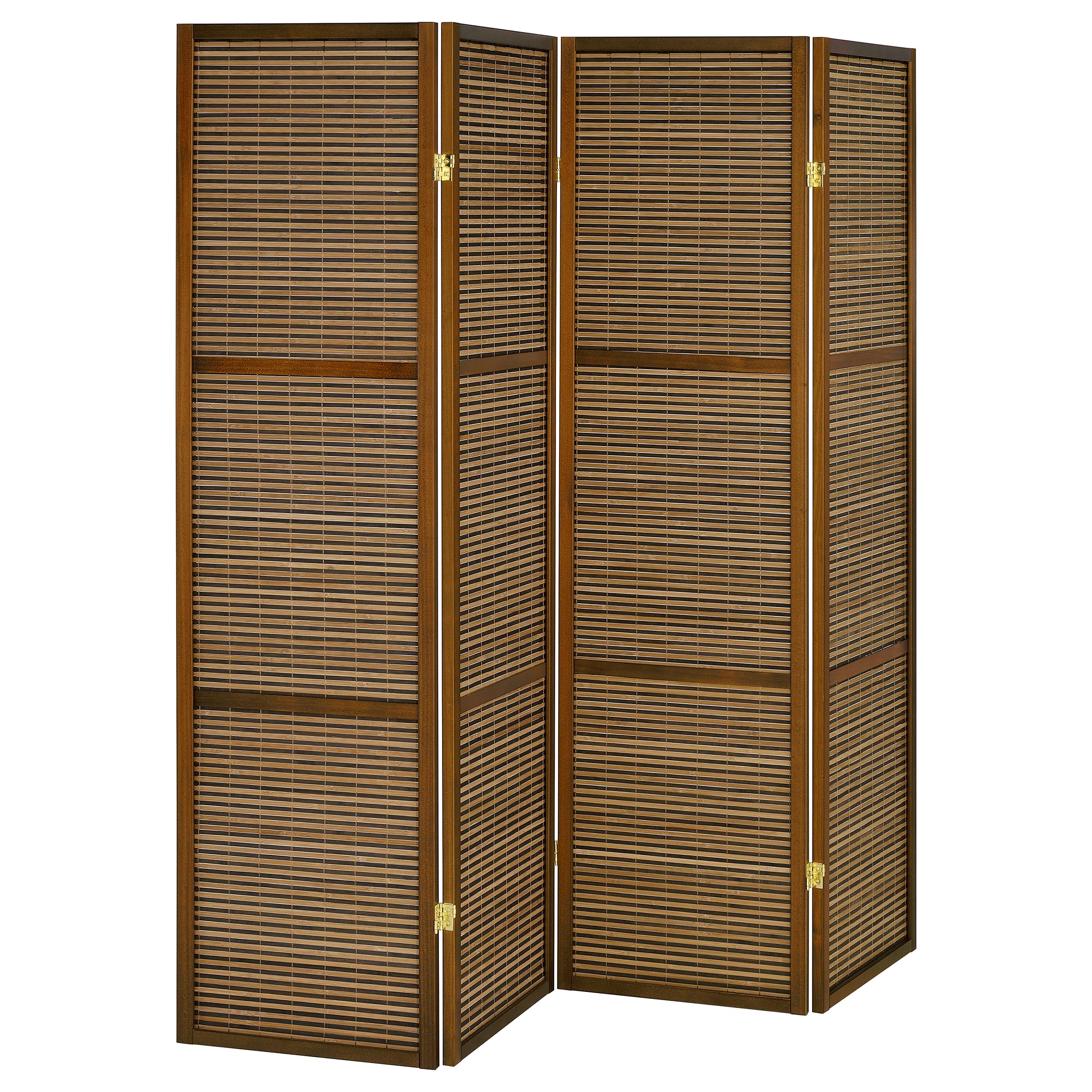 Best Furniture Outlet - Coaster - Browning 4-panel Bamboo Room Divider Folding Screen Walnut - 961638