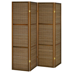Best Furniture Outlet - Coaster - Browning 4-panel Bamboo Room Divider Folding Screen Walnut - 961638