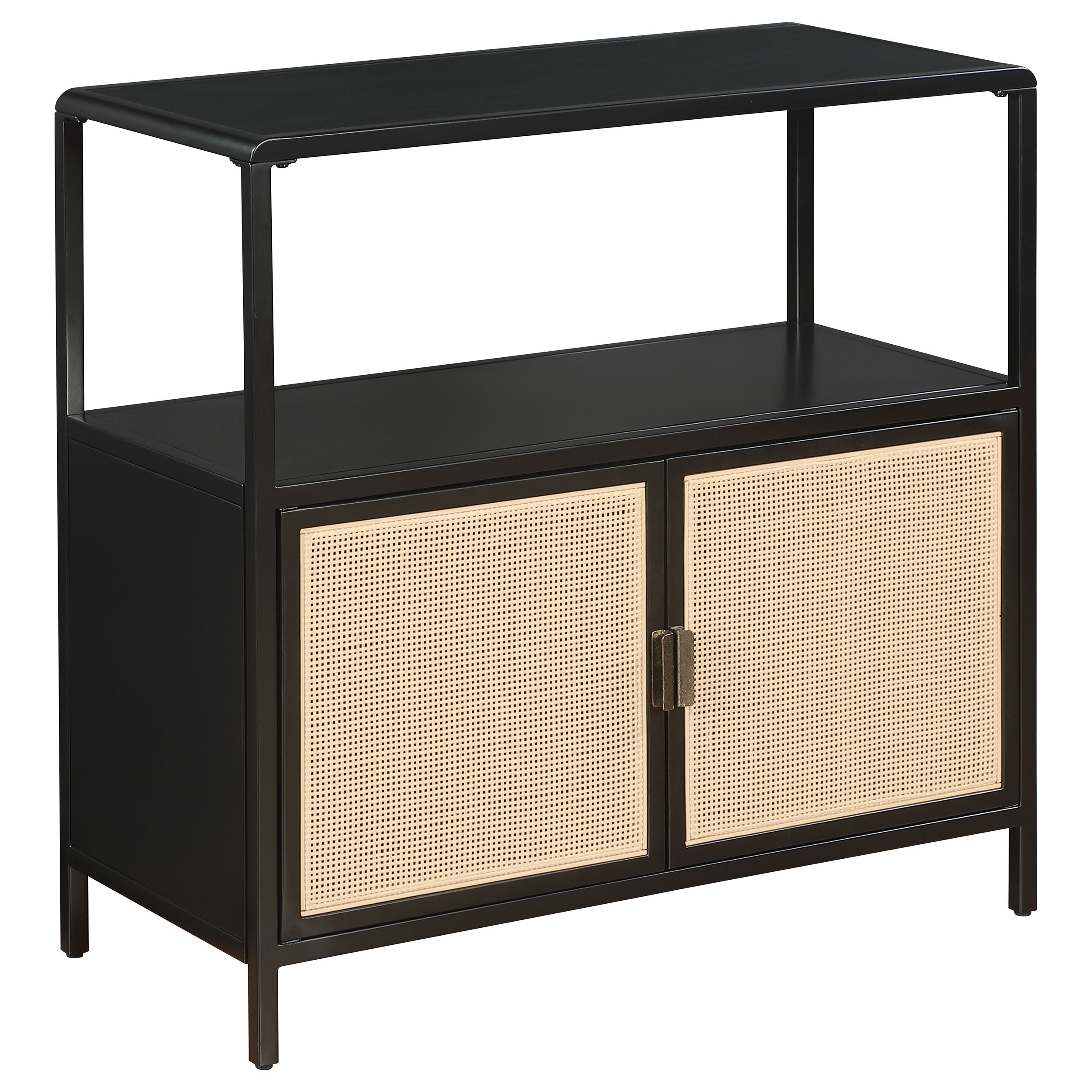 Best Furniture Outlet - Coaster - Amherst 2-door Radio Weave Cane Metal Accent Cabinet Black - 961641