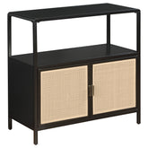 Best Furniture Outlet - Coaster - Amherst 2-door Radio Weave Cane Metal Accent Cabinet Black - 961641