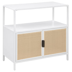 Best Furniture Outlet - Coaster - Amherst 2-door Radio Weave Cane Metal Accent Cabinet White - 961642