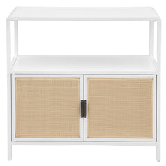 Amherst 2-door Radio Weave Cane Metal Accent Cabinet White