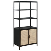 Best Furniture Outlet - Coaster - Amherst 3-shelf Radio Weave Cane Metal Accent Cabinet Black - 961651