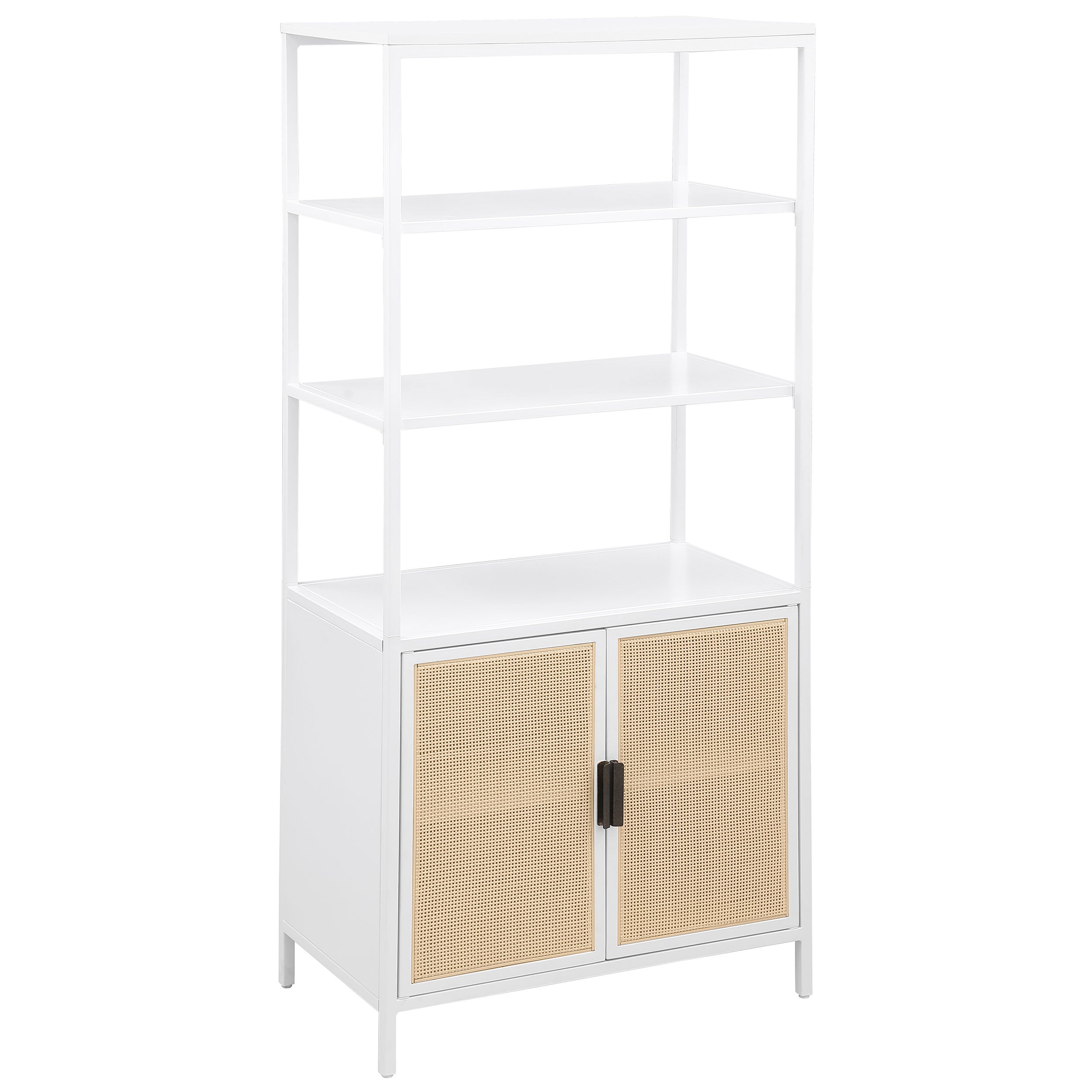 Best Furniture Outlet - Coaster - Amherst 3-shelf Radio Weave Cane Metal Accent Cabinet White - 961652