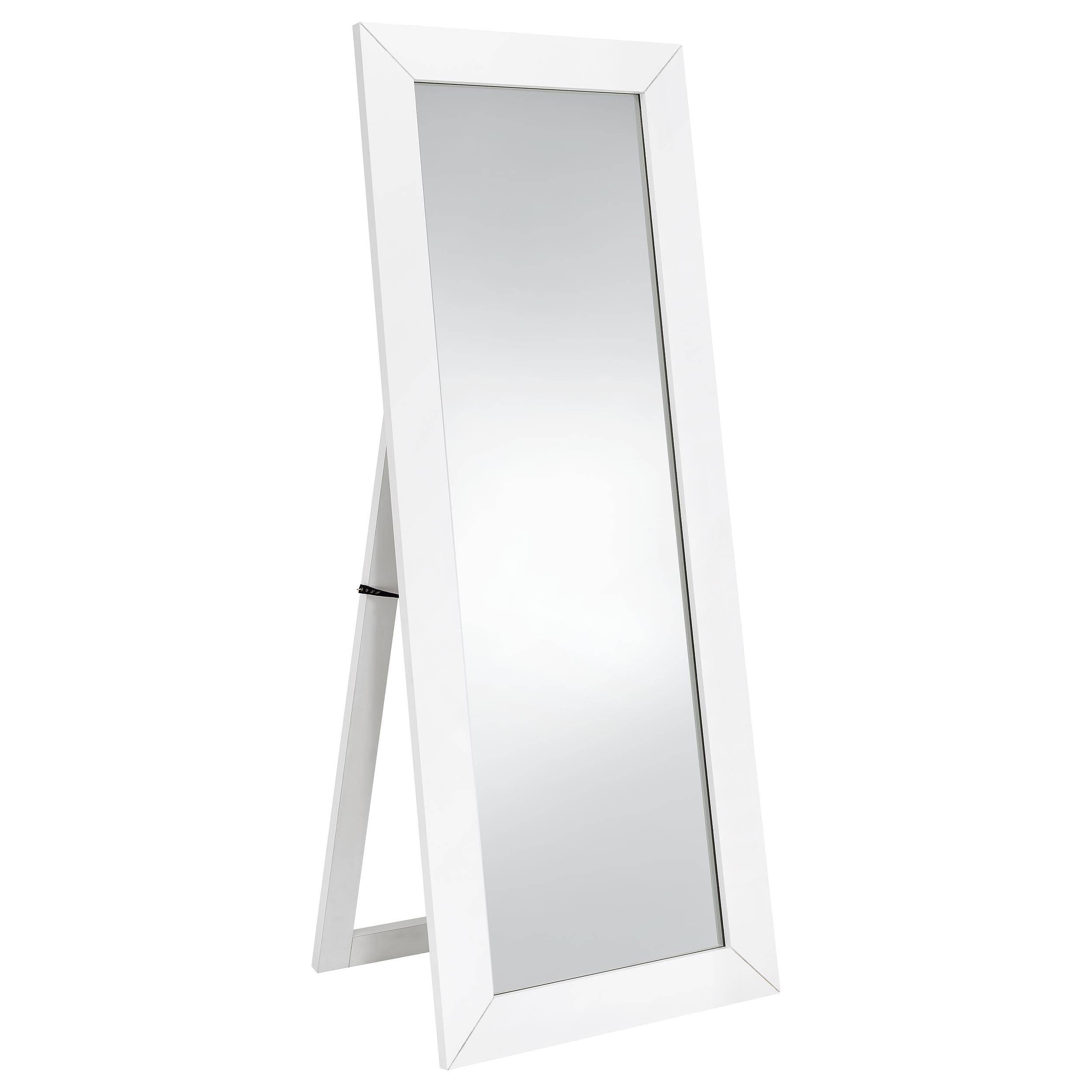 Best Furniture Outlet - Coaster - Cadence Tempered Glass Full Length Mirror White High Gloss - 961656