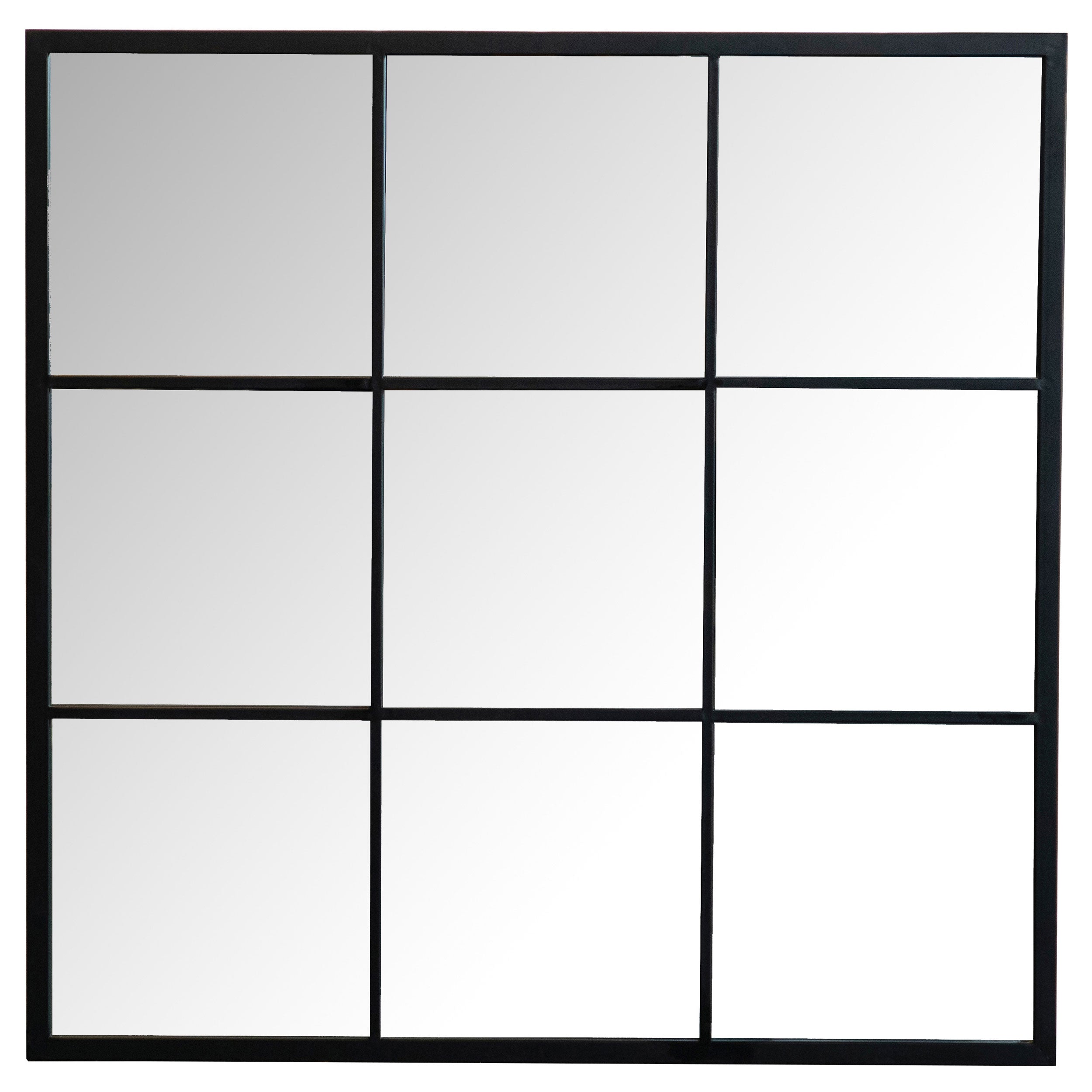 Best Furniture Outlet - Coaster - Quetzal 35 x 35 Inch Square Window Pane Wall Mirror Black - 962894