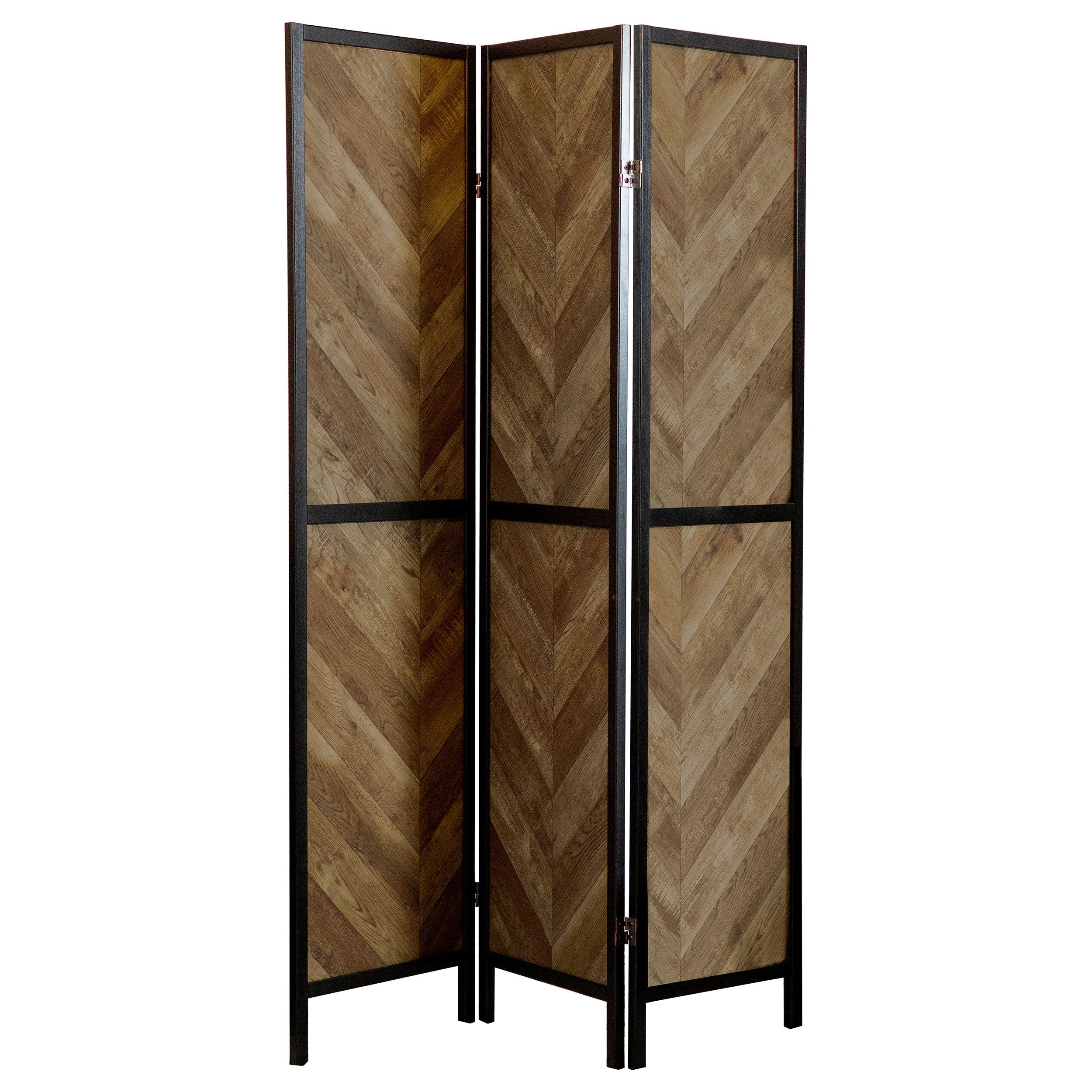 Best Furniture Outlet - Coaster - Marlene 3-Panel Room Divider Folding Screen Rustic Tobacco - 962922