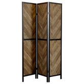 Best Furniture Outlet - Coaster - Marlene 3-Panel Room Divider Folding Screen Rustic Tobacco - 962922