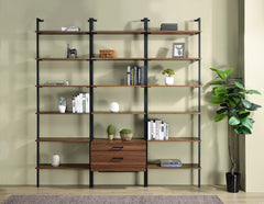 Best Furniture Outlet - Coaster - Owens 3-piece 96-inch Wall Mounted Bookshelf Set Walnut - 980074-S3