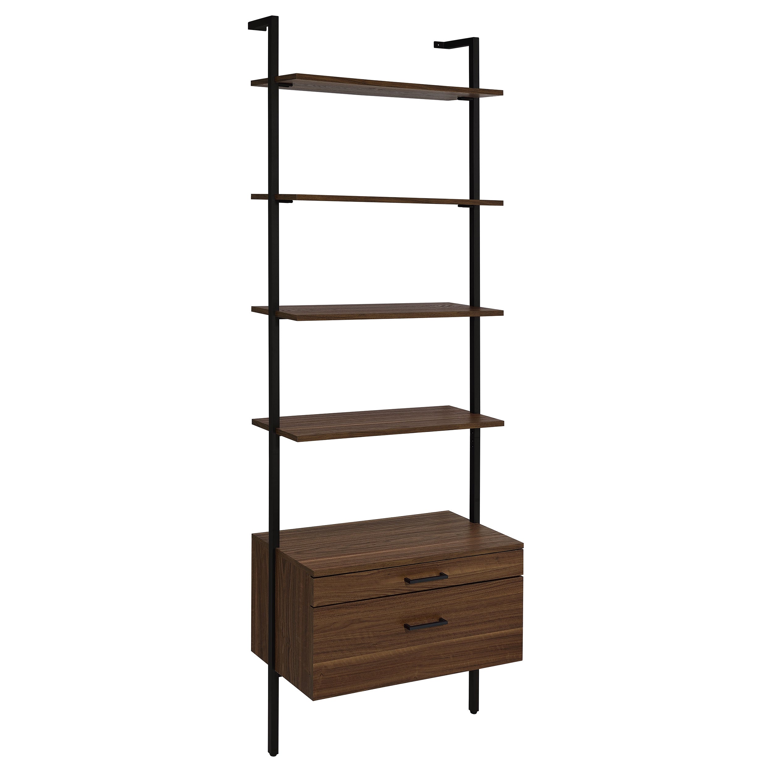 Best Furniture Outlet - Coaster - Owens 96-inch 4-shelf Storage Wall Bookshelf Walnut - 980074