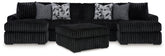 Best Furniture Outlet - Ashley Furniture - Midnight-Madness 3-Piece Sectional with Double Chaise and Ottoman - 3-Piece Sectional with Double Chaise and Ottoman - 98103U8