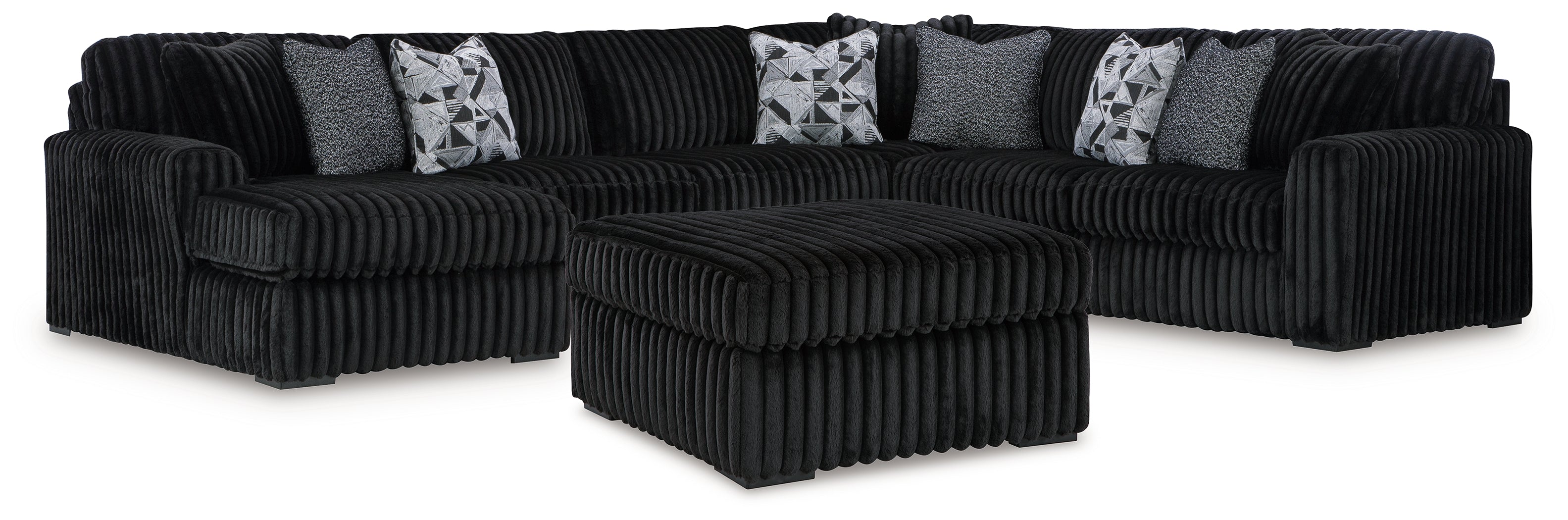 Best Furniture Outlet - Ashley Furniture - Midnight-Madness 4-Piece Sectional and Ottoman - 4-Piece Sectional and Ottoman - 98103U6