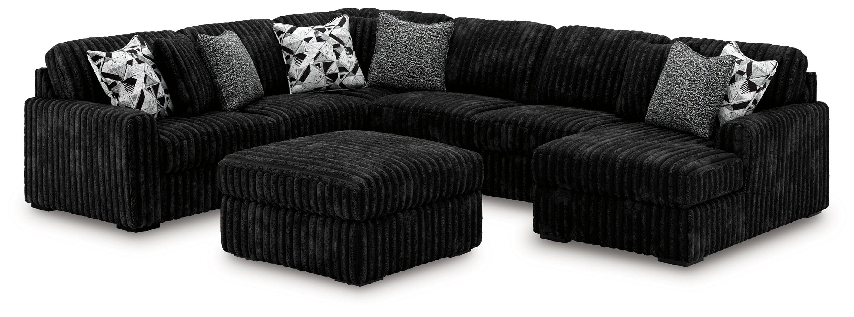 Best Furniture Outlet - Ashley Furniture - Midnight-Madness 4-Piece Sectional and Oversized Accent Ottoman - 4-Piece Sectional and Oversized Accent Ottoman - 98103U3