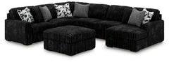 Best Furniture Outlet - Ashley Furniture - Midnight-Madness 4-Piece Sectional and Oversized Accent Ottoman - 4-Piece Sectional and Oversized Accent Ottoman - 98103U3