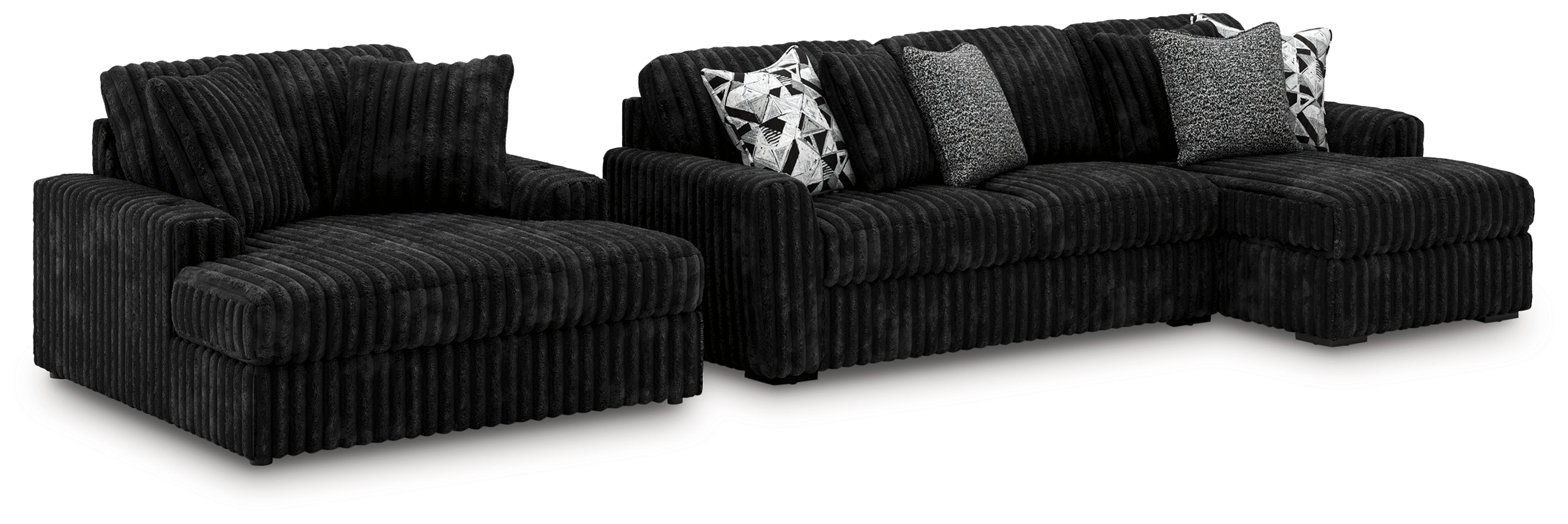 Best Furniture Outlet - Ashley Furniture - Midnight-Madness 2-Piece Sectional and Oversized Chaise - 2-Piece Sectional and Oversized Chaise - 98103U5