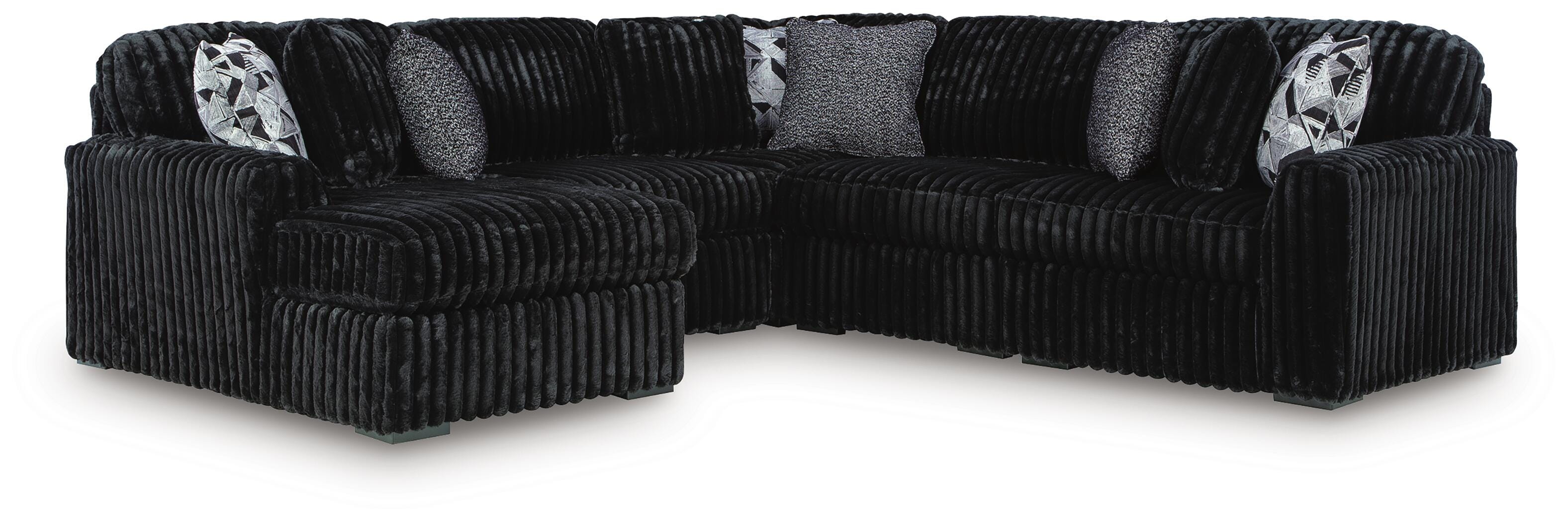 Best Furniture Outlet - Ashley Furniture - Midnight-Madness Sectional - RAF 5-Piece Sectional with Chaise / Onyx - 98103S21