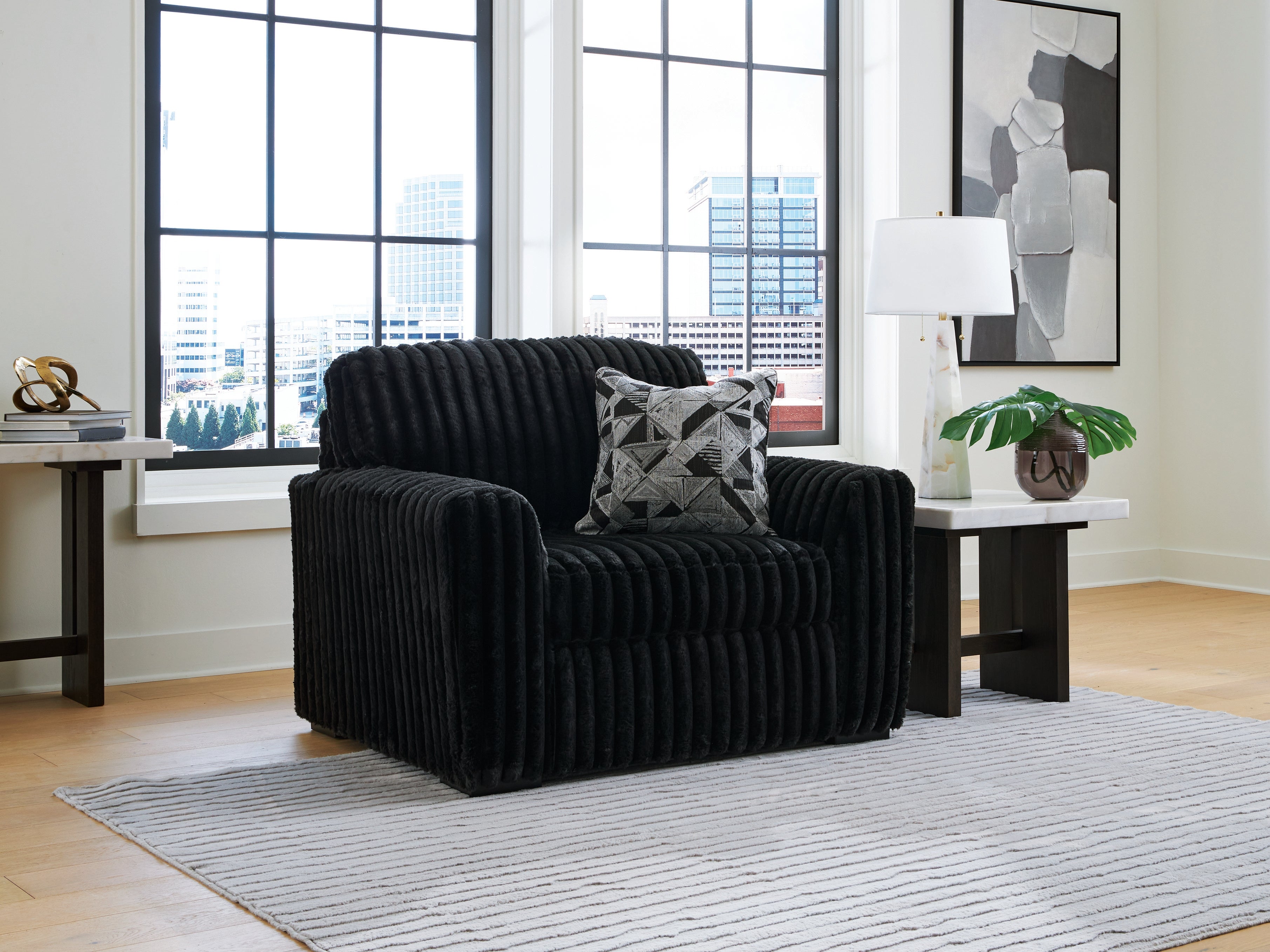 Best Furniture Outlet - Ashley Furniture - Midnight-Madness Living Room - Chair and a Half / Onyx - 9810323