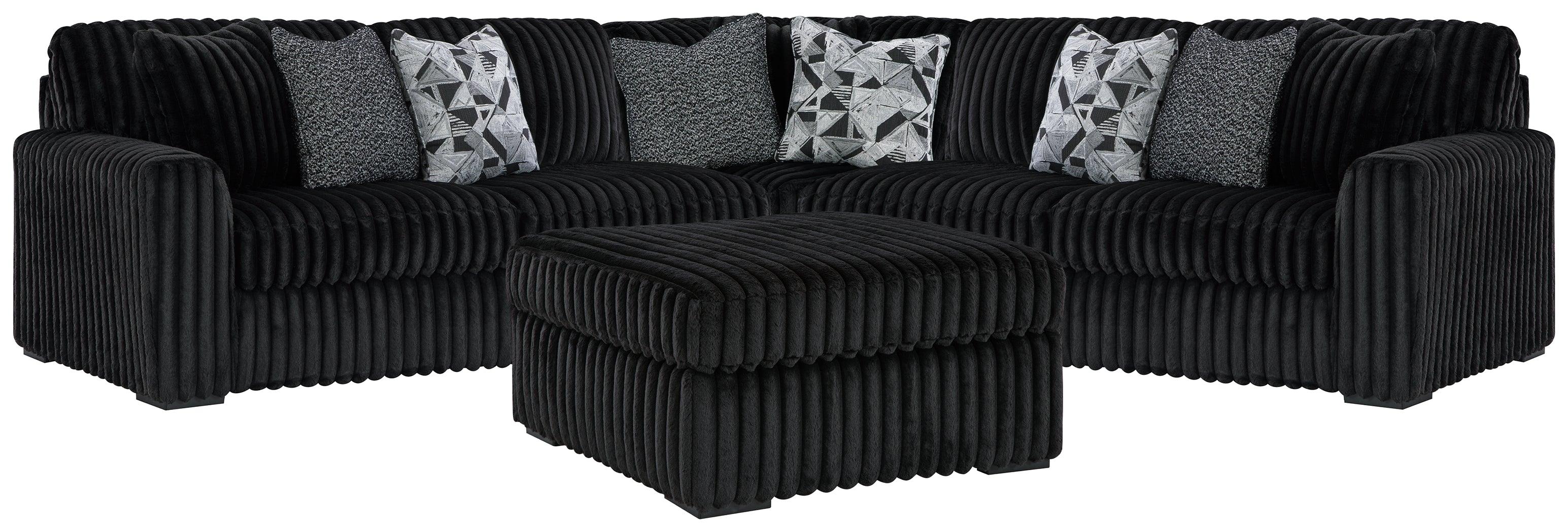Best Furniture Outlet - Ashley Furniture - Midnight-Madness 3-Piece Sectional and Oversized Ottoman - 3-Piece Sectional and Oversized Ottoman - 98103U7