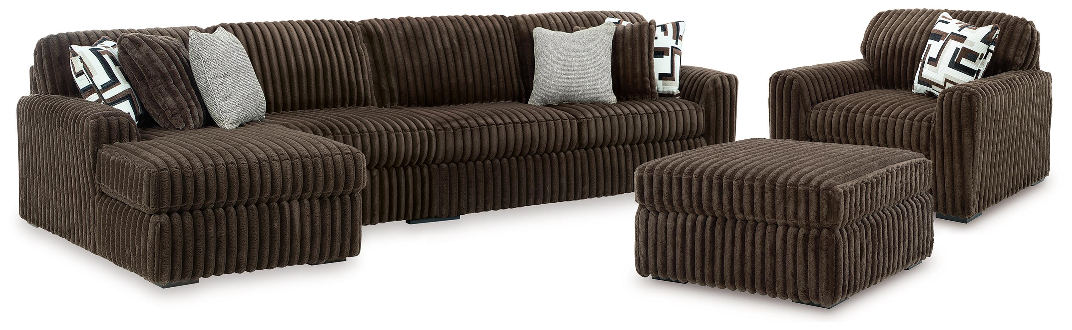 Best Furniture Outlet - Ashley Furniture - Midnight-Madness 3-Piece Sectional, Oversized Chair and Ottoman - 3-Piece Sectional, Oversized Chair and Ottoman - 98104U10