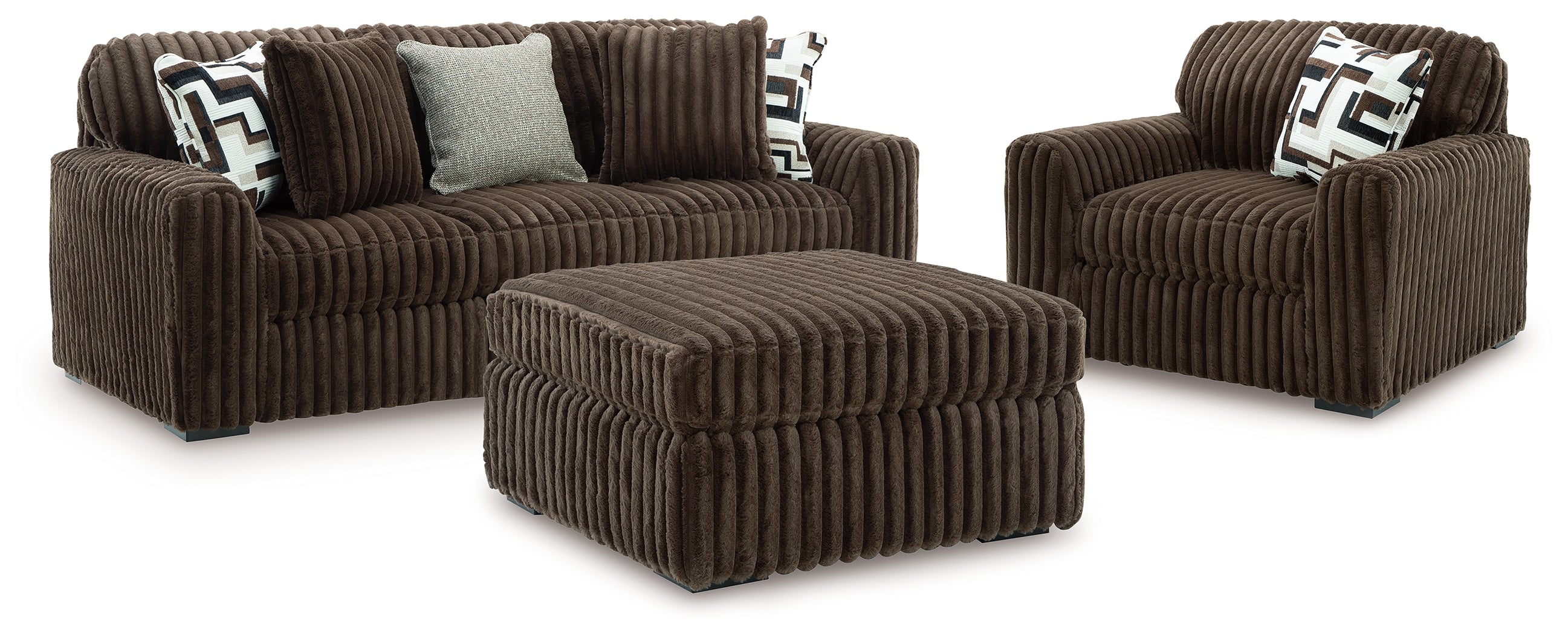 Best Furniture Outlet - Ashley Furniture - Midnight-Madness Sofa, Oversized Chair and Accent Ottoman - Sofa, Oversized Chair and Accent Ottoman - 98104U4