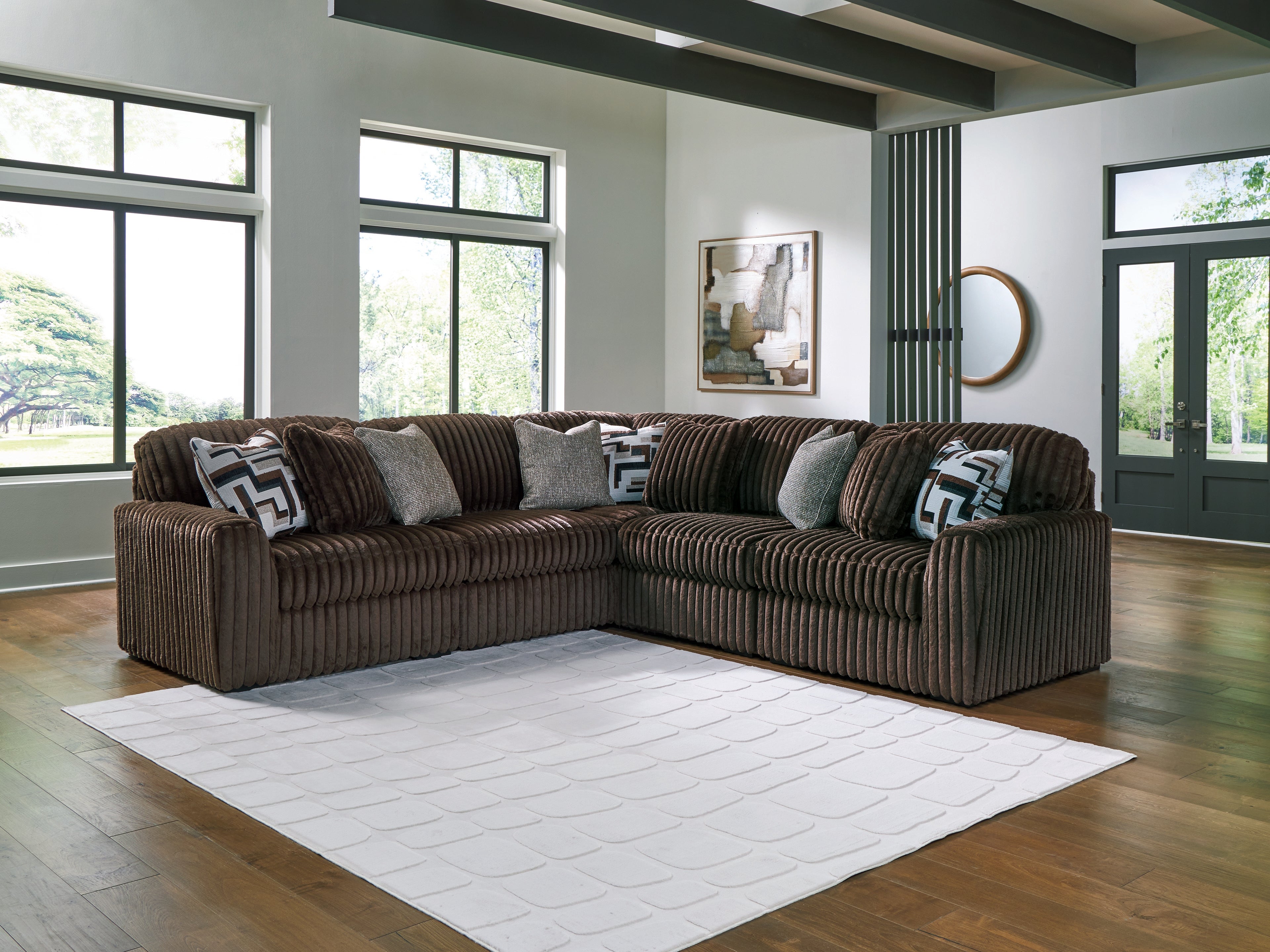 Best Furniture Outlet - Ashley Furniture - Midnight-Madness Sectional - RAF 5-Piece Sectional / Chocolate - 98104S26