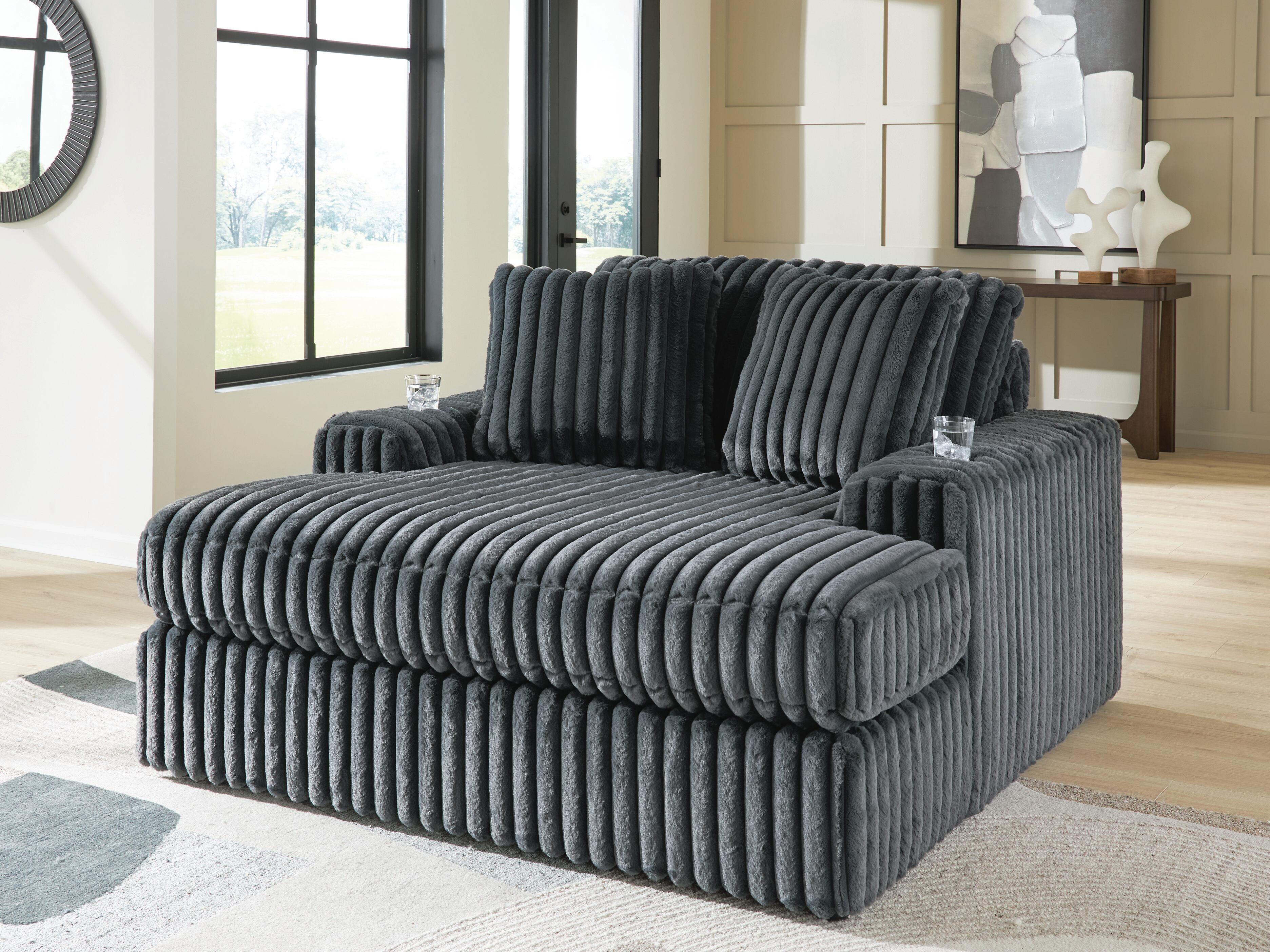 Best Furniture Outlet - Ashley Furniture - Midnight-Madness Living Room - Oversized Chaise / Gunmetal - 9810515