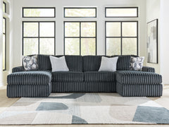 Best Furniture Outlet - Ashley Furniture - Midnight-Madness Sectional - RAF 3-Piece Double Chaise Sectional / Gunmetal - 98105S7