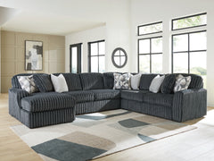 Best Furniture Outlet - Ashley Furniture - Midnight-Madness Sectional - RAF 4-Piece Sectional with Chaise / Gunmetal - 98105S1