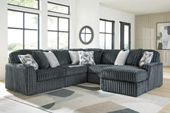 Best Furniture Outlet - Ashley Furniture - Midnight-Madness Sectional - RAF 5-Piece Sectional with Chaise / Gunmetal - 98105S23
