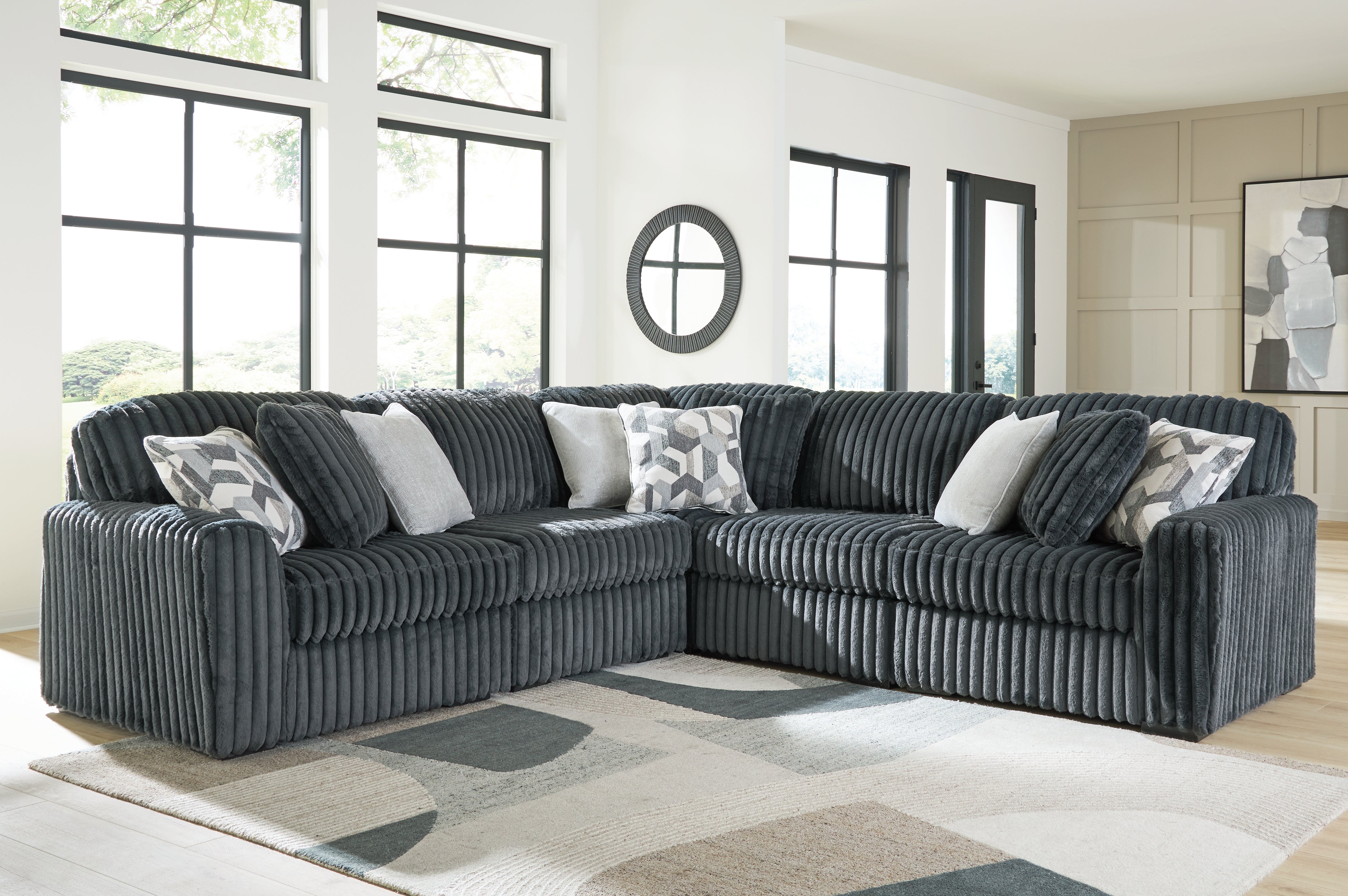 Best Furniture Outlet - Ashley Furniture - Midnight-Madness Sectional - RAF 5-Piece Sectional / Gunmetal - 98105S27