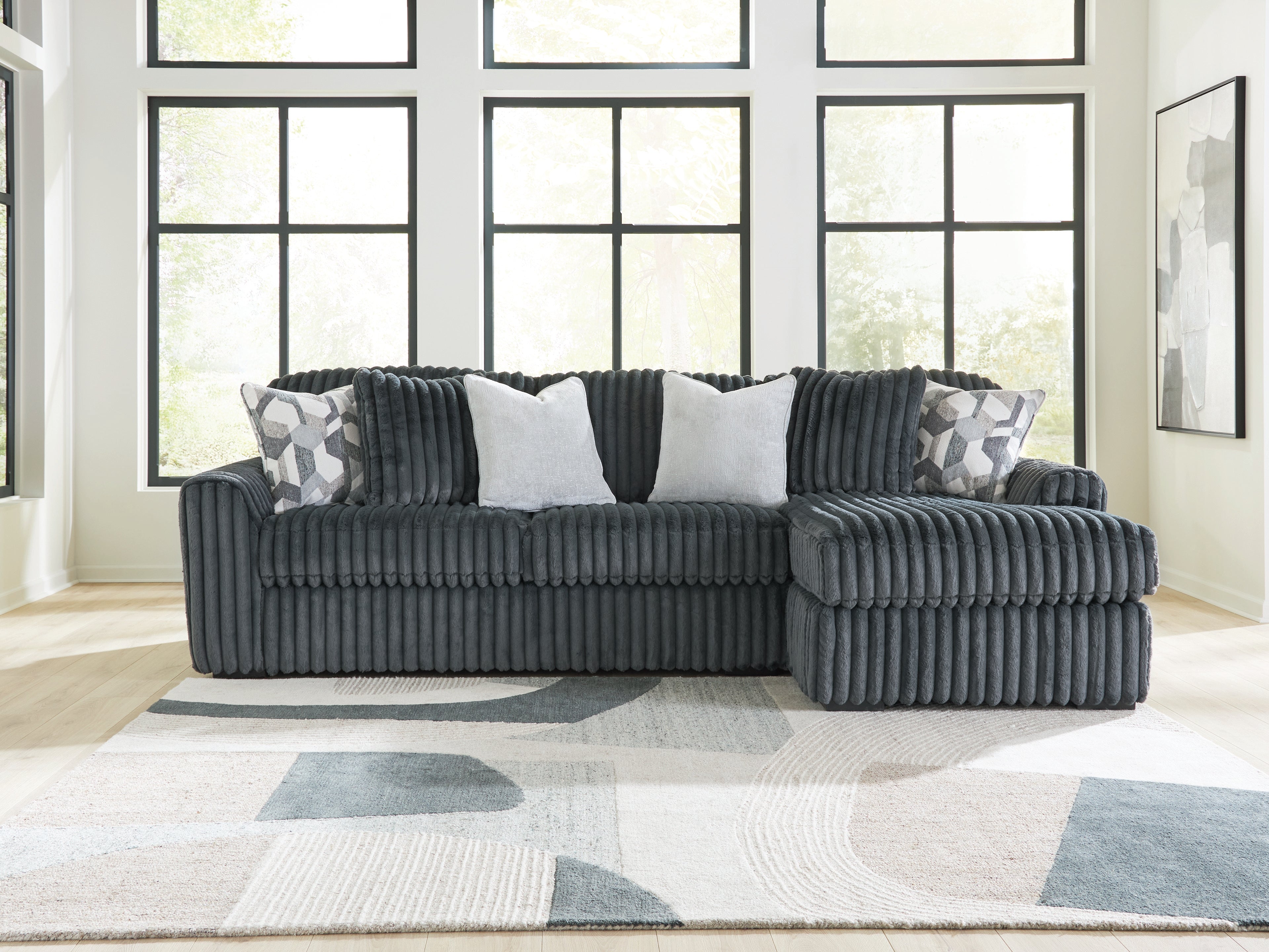 Best Furniture Outlet - Ashley Furniture - Midnight-Madness Sectional - LAF 2-Piece Sectional Sofa Chaise / Gunmetal - 98105S3