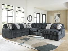 Best Furniture Outlet - Ashley Furniture - Midnight-Madness Sectional - LAF 4-Piece Sectional with Chaise / Gunmetal - 98105S2
