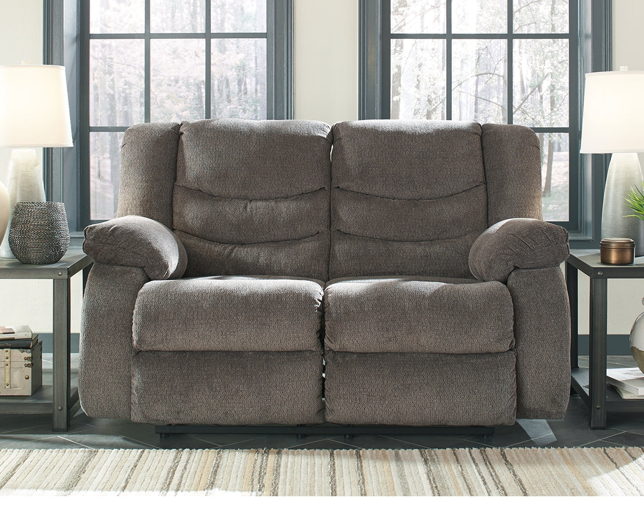 Best Furniture Outlet - Ashley Furniture - Tulen Living Room - Reclining Loveseat / Gray - 9860686