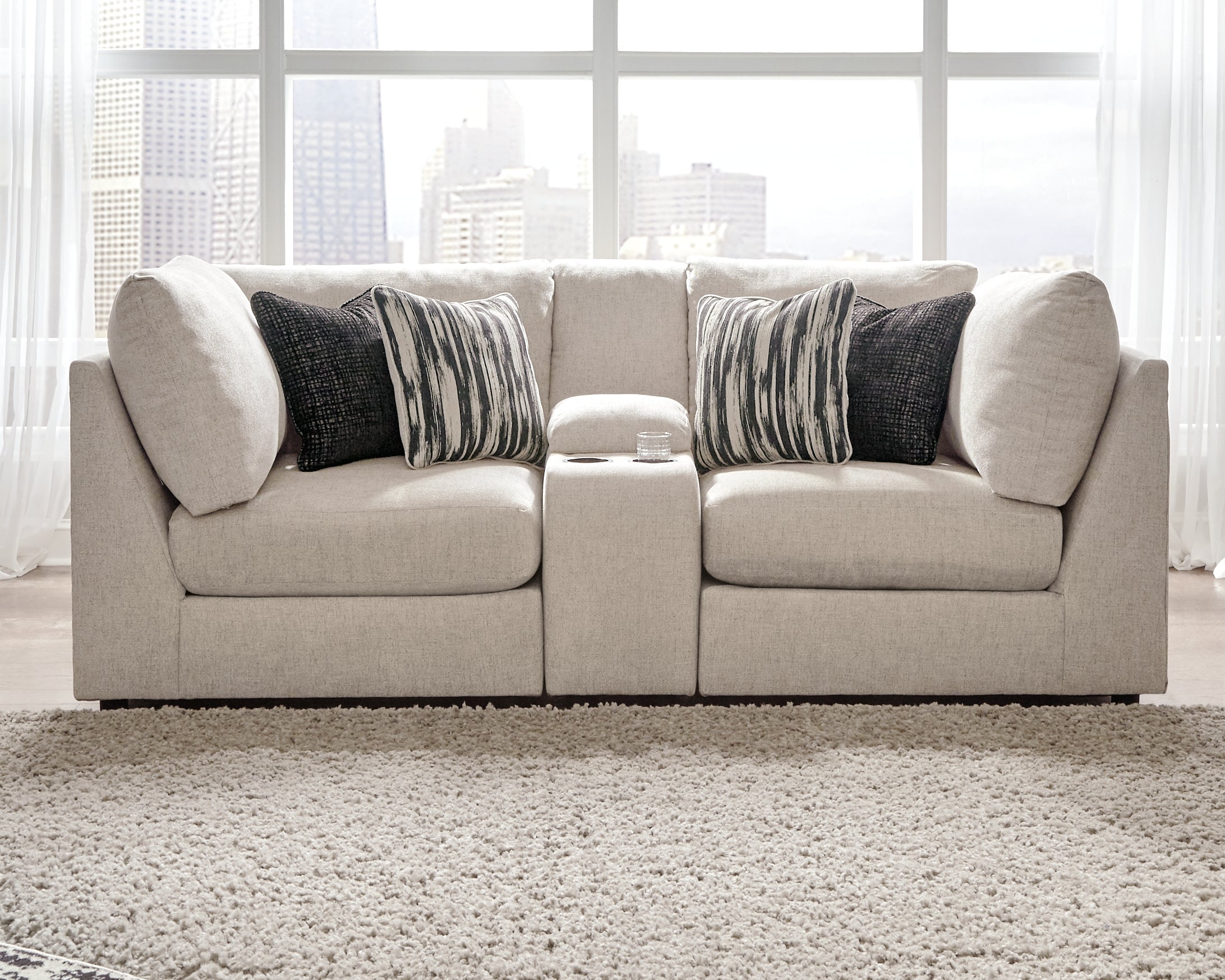 Best Furniture Outlet - Ashley Furniture - Kellway Sectional - 3-Piece Sectional Loveseat / Bisque - 98707S8