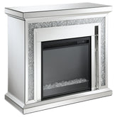 Best Furniture Outlet - Coaster - Lorelai Mirrored Freestanding Electric Fireplace Silver - 991047