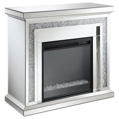 Best Furniture Outlet - Coaster - Lorelai Mirrored Freestanding Electric Fireplace Silver - 991047