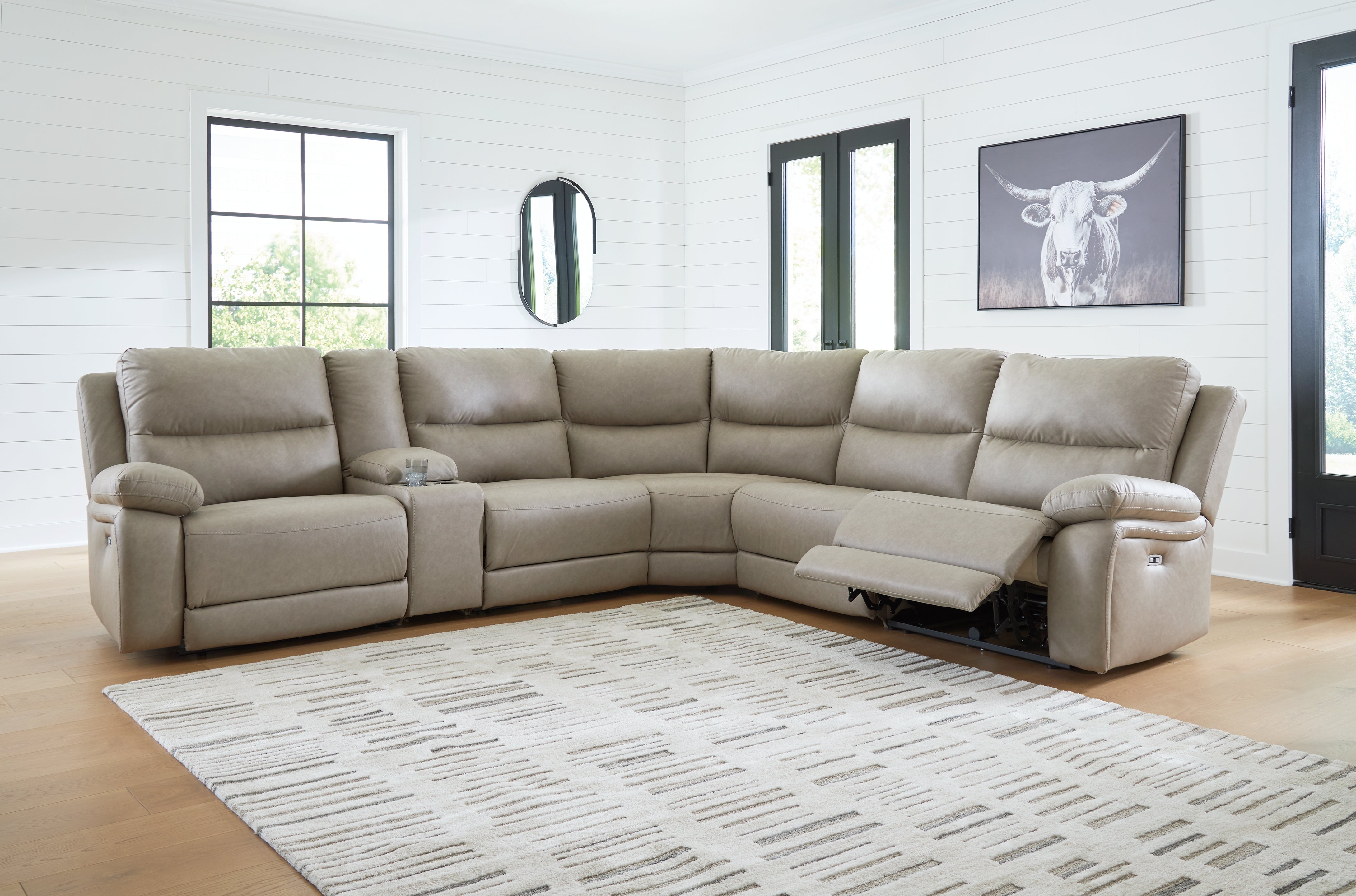 Best Furniture Outlet - Ashley Furniture - Narwhal Place Sectional - 6-Piece Power Reclining Sectional / Pebble - PC99201S10