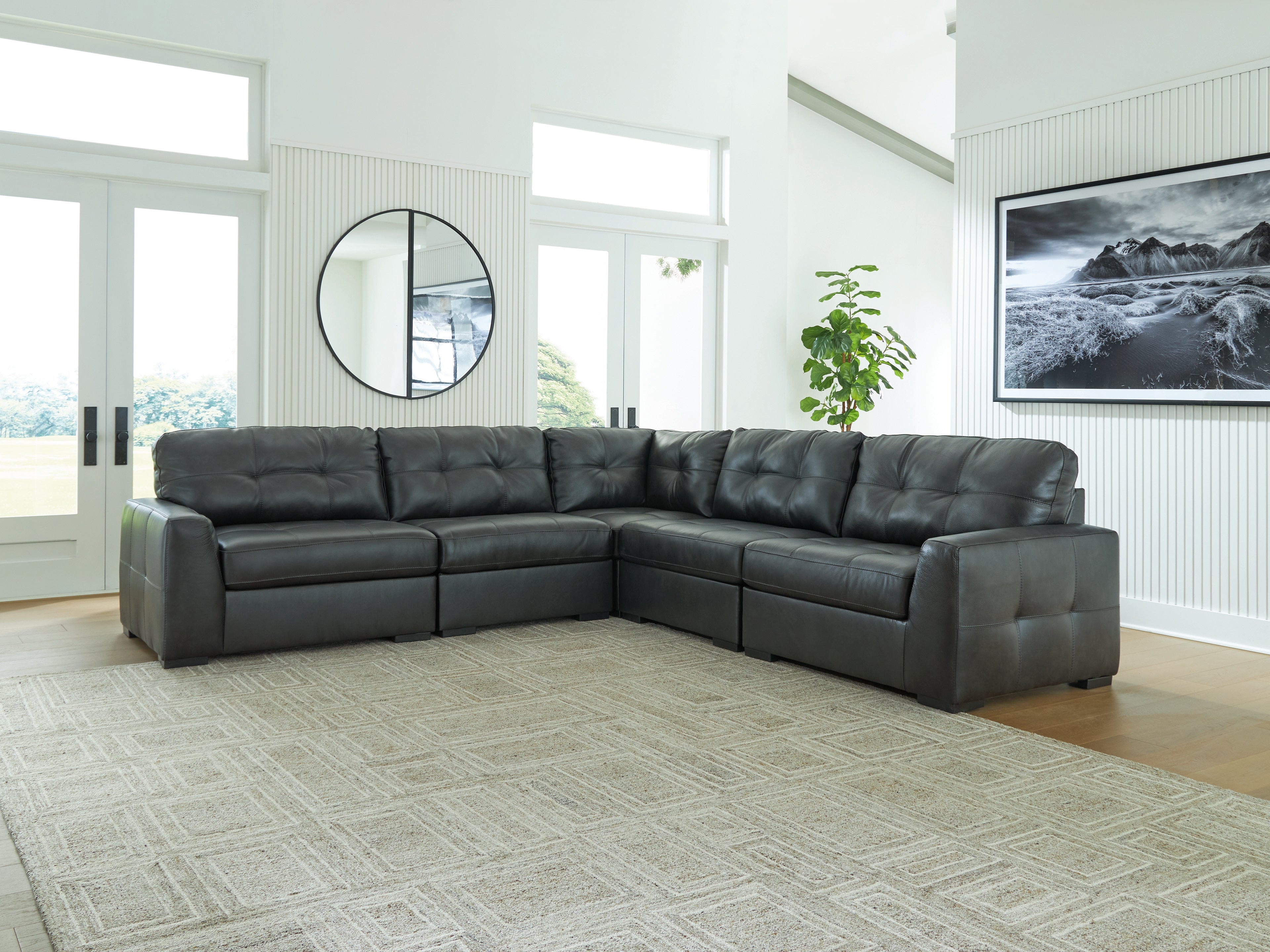 Best Furniture Outlet - Ashley Furniture - Brindley Pier Sectional - RAF 5-Piece Sectional / Fog - 99503S3
