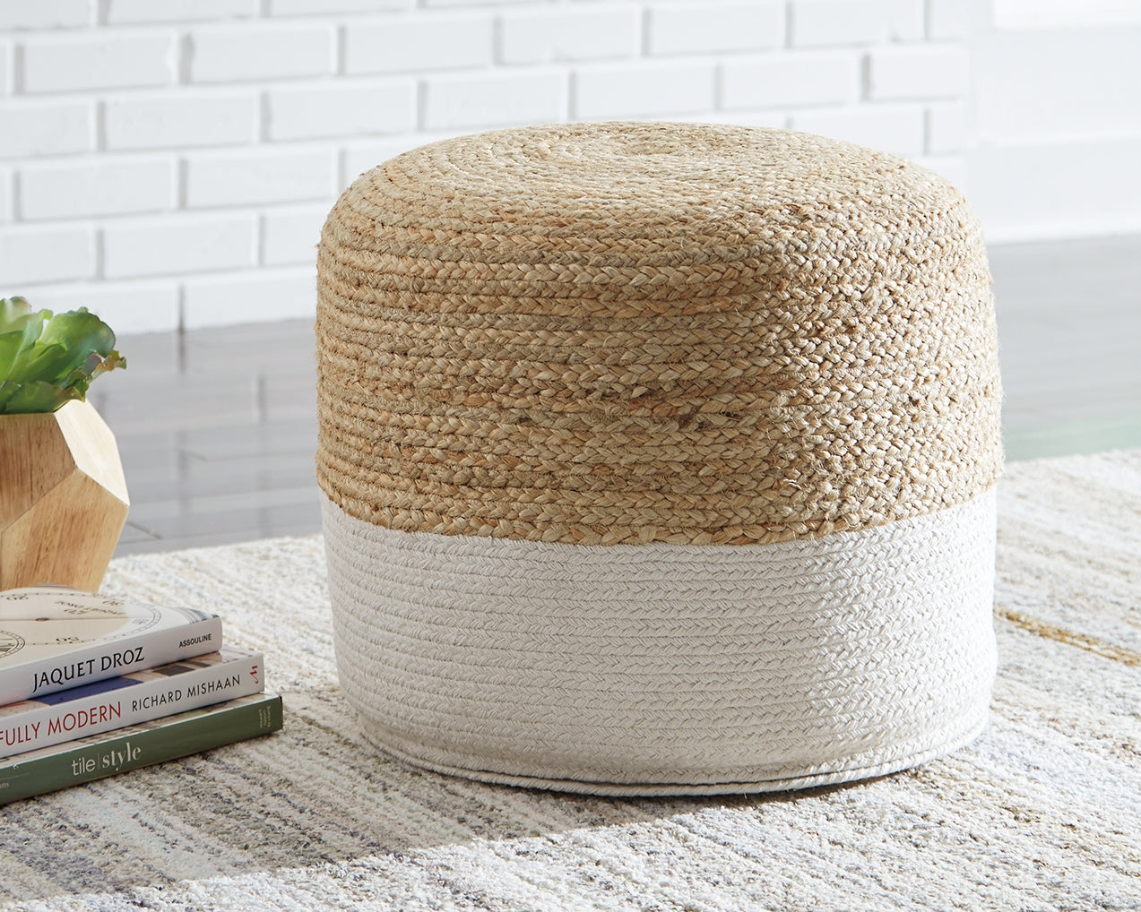 Best Furniture Outlet - Ashley Furniture - Sweed Valley Pouf - Pouf / Natural/White - A1000420