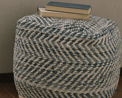 Best Furniture Outlet - Ashley Furniture - Chevron Pouf - Pouf / Blue - A1000445