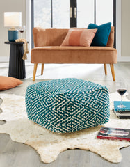 Best Furniture Outlet - Ashley Furniture - Brynnsen Pouf - Pouf / Teal/Ivory - A1001055