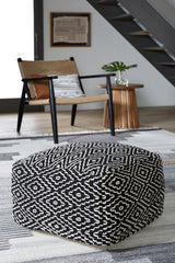 Best Furniture Outlet - Ashley Furniture - Jasett Pouf - Pouf / Black/Ivory - A1001058