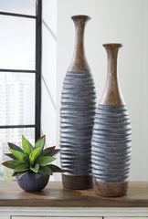 Best Furniture Outlet - Ashley Furniture - Blayze Vase - Vase Set (Set of 2) / Antique Gray/Brown - A2000388