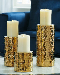 Best Furniture Outlet - Ashley Furniture - Marisa Candle Holder - Candle Holder Set (3/CN) / Gold Finish - A2000461