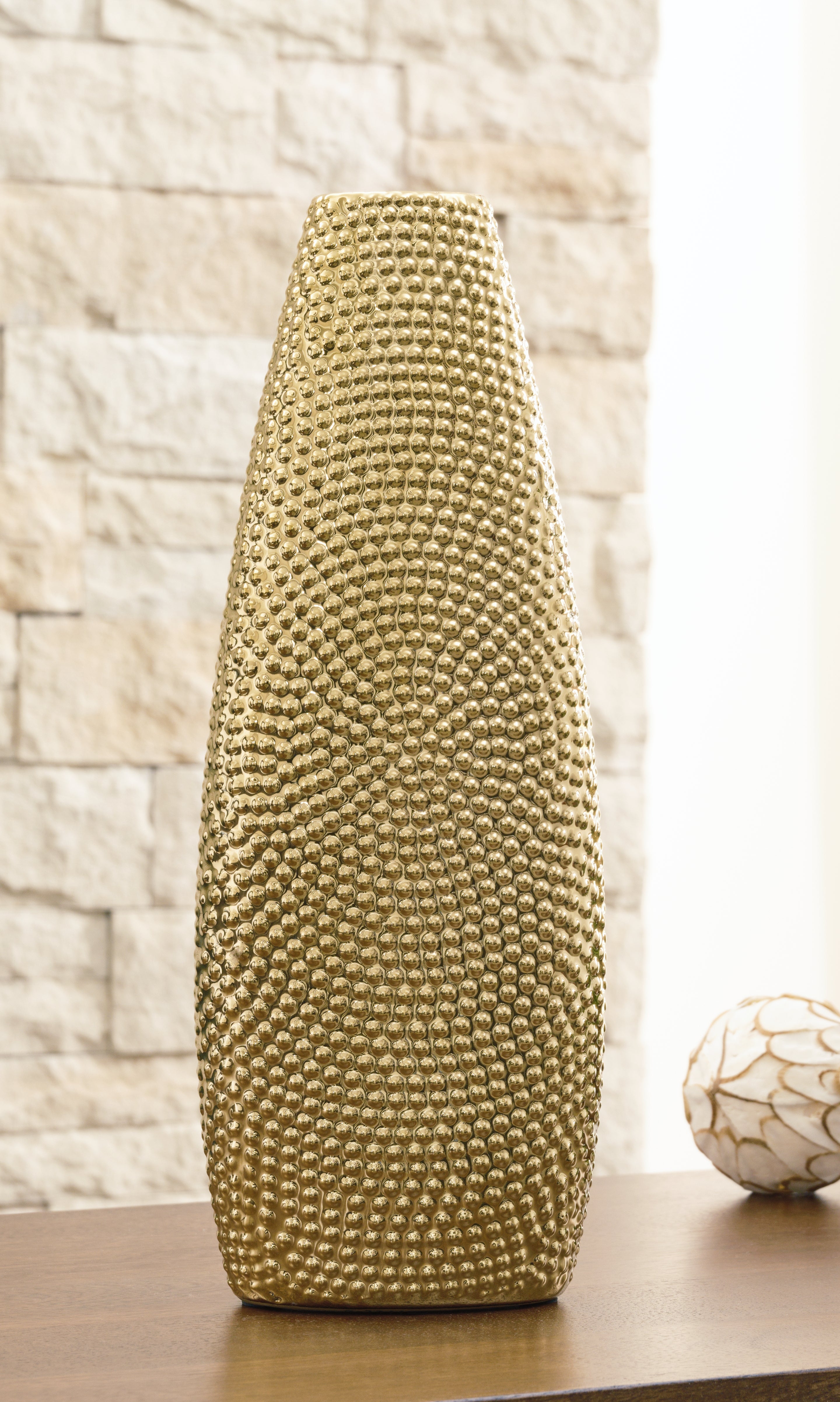Best Furniture Outlet - Ashley Furniture - Efim Vase - Vase / Gold Finish - A2000576