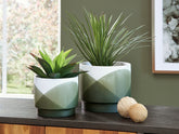 Best Furniture Outlet - Ashley Furniture - Ardenridge Planter (Set of 2) - Planter Set (Set of 2) / Green/White - A2000579