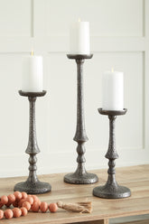 Best Furniture Outlet - Ashley Furniture - Eravell Candle Holder - Candle Holder Set (3/CN) / Pewter Finish - A2000584