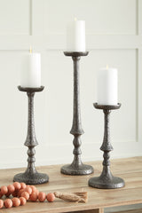 Best Furniture Outlet - Ashley Furniture - Eravell Candle Holder - Candle Holder Set (3/CN) / Pewter Finish - A2000584